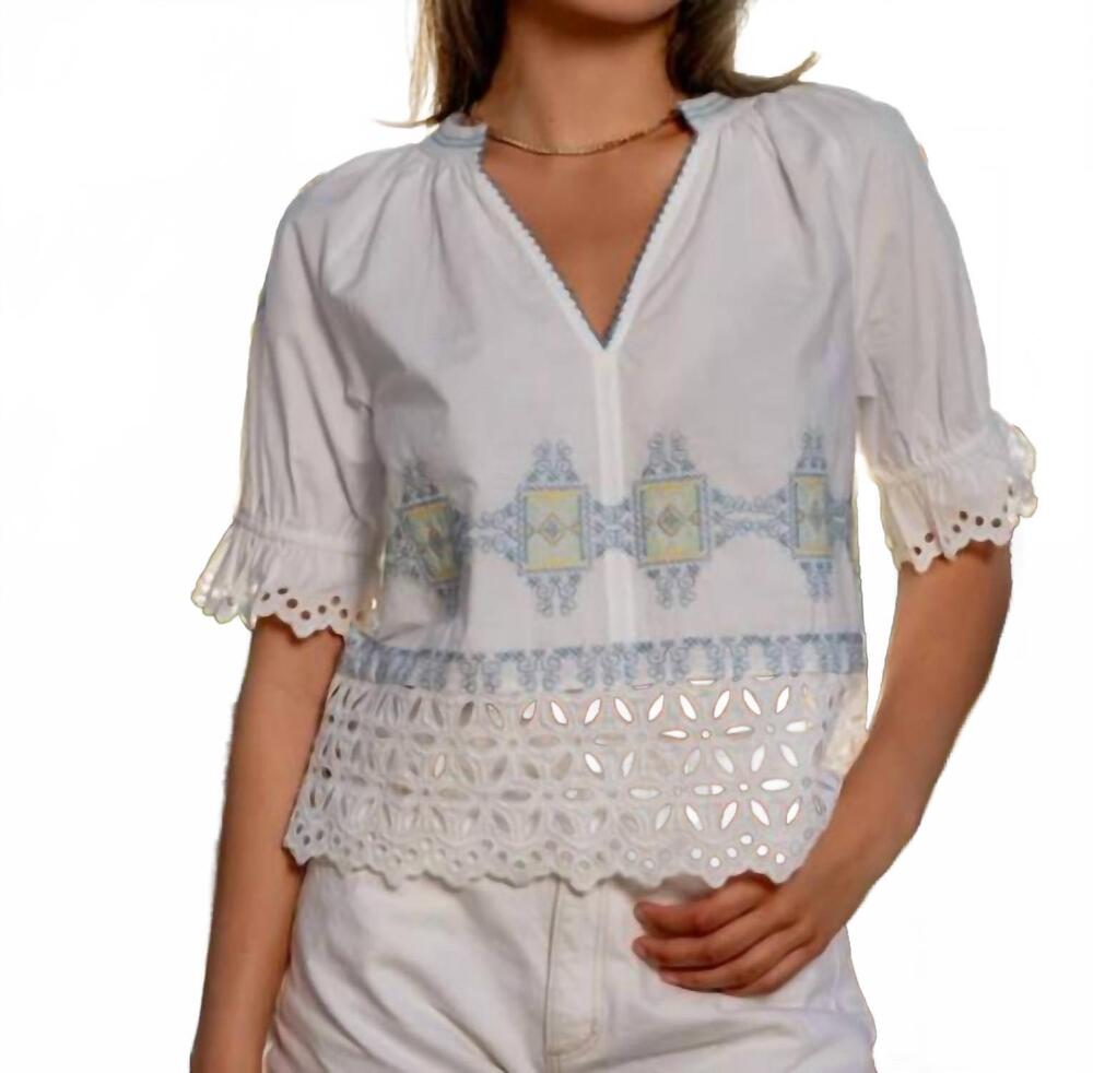 NEW LOVE THE LABEL poet top in lydian embroidery